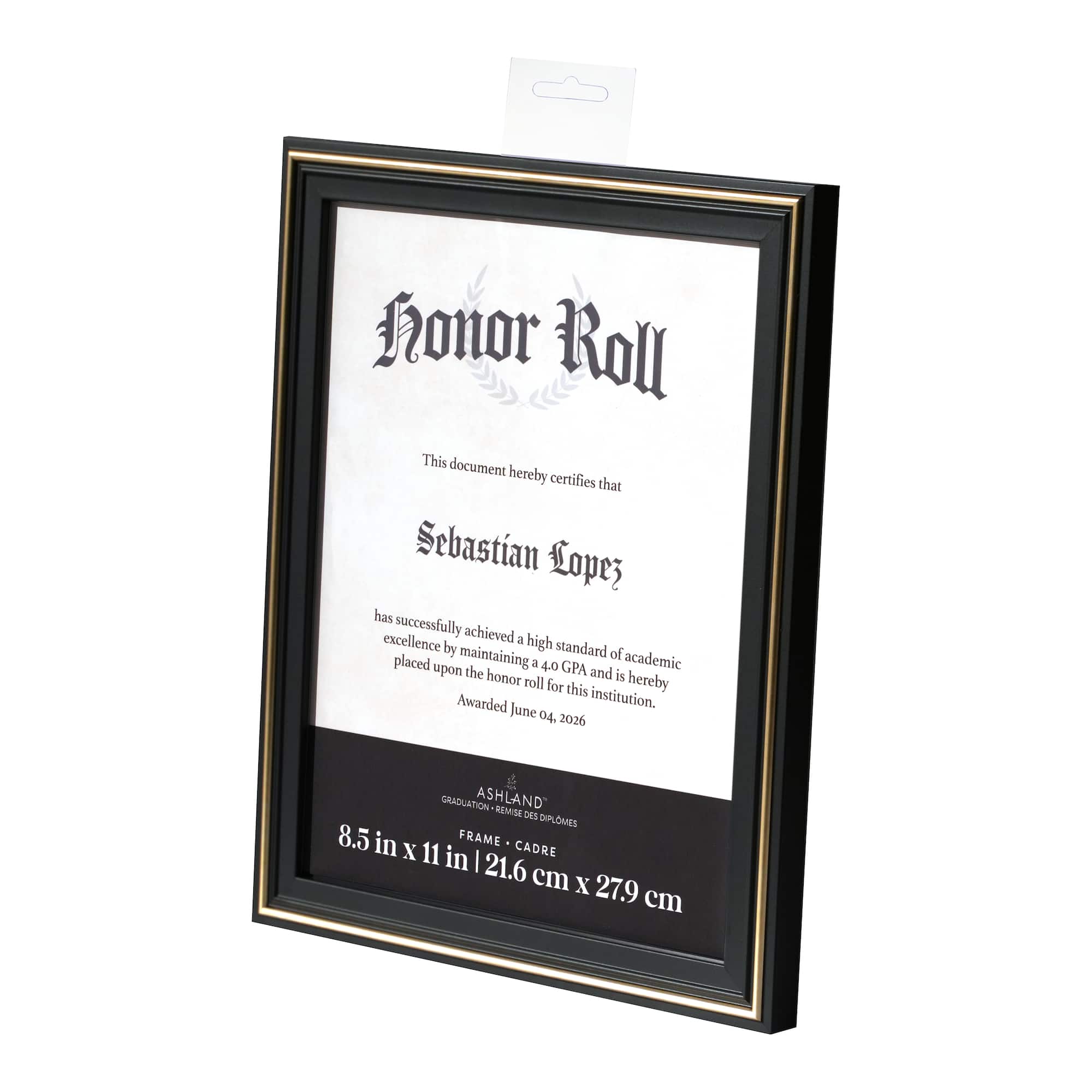 8.5" x 11" Black & Gold Plastic Document Frame, Graduation by Ashland®